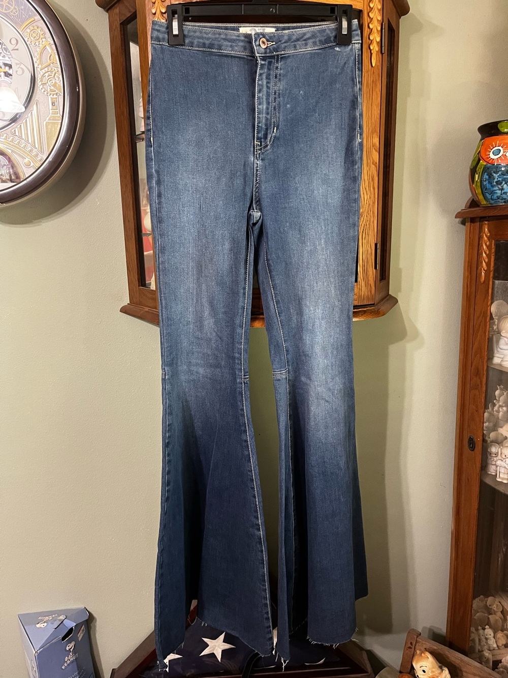 Free People Boho Wide Leg Hippie Festival Concert Bell Bottom Jeans